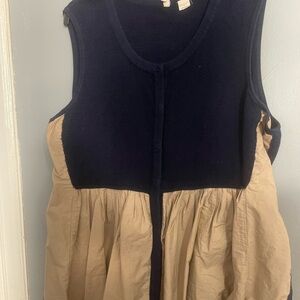 Moth Navy and Tan Sleeveless Top